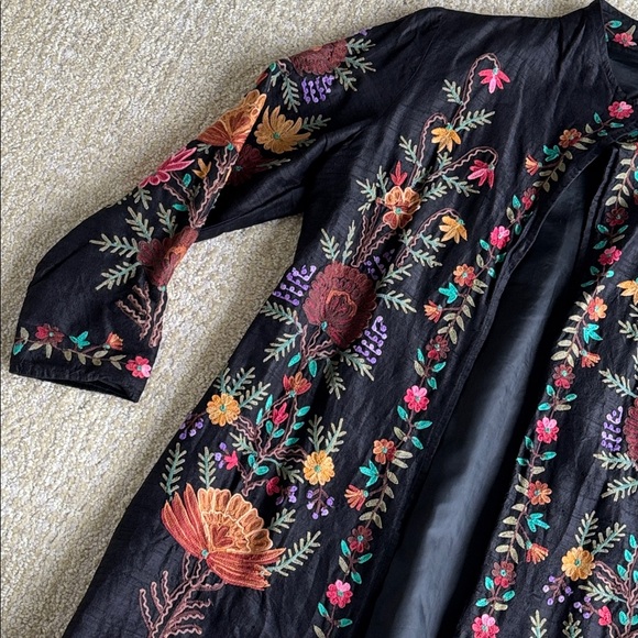 Embroidered Floral Black Jacket - Picture 2 of 7